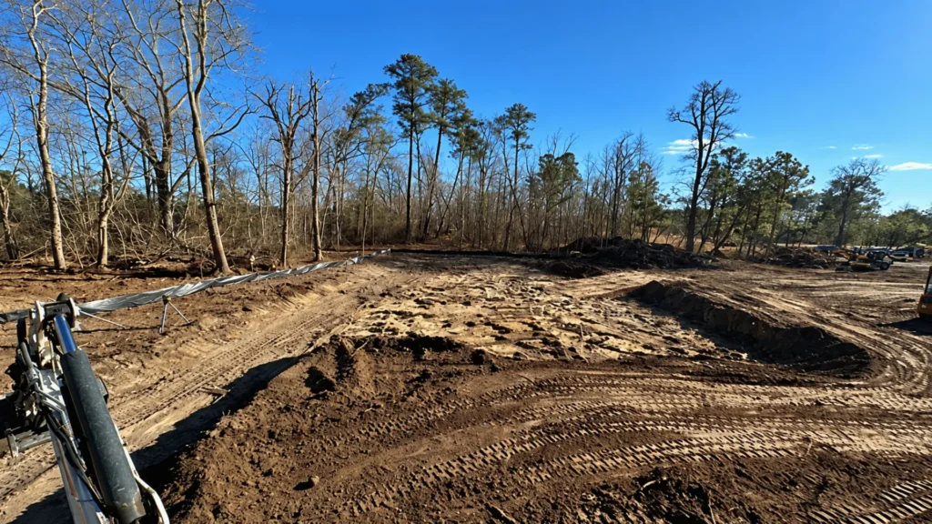 Graded building site after excavation on the Delmarva Peninsula