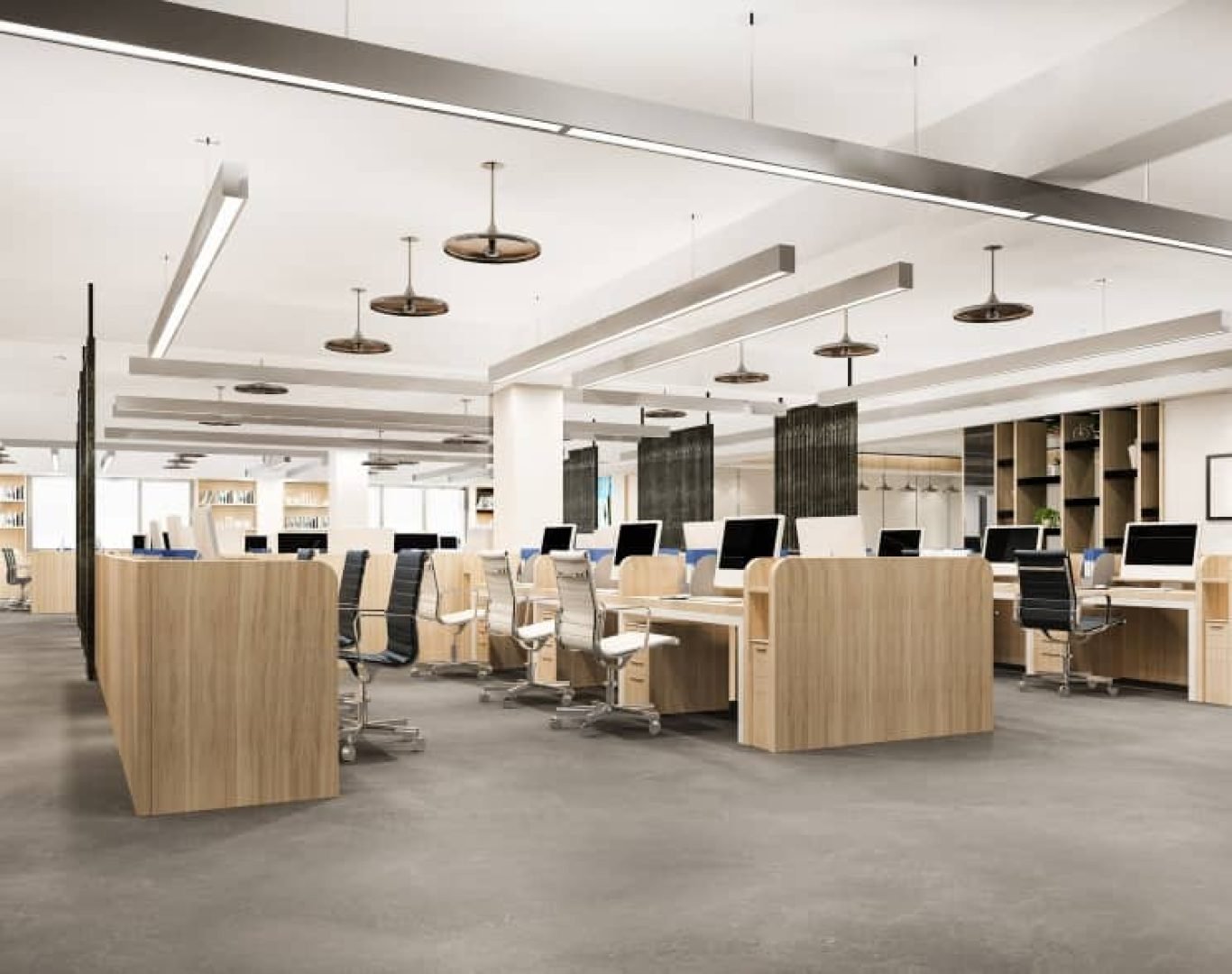 Janitor cleaning a modern office workspace in South Florida